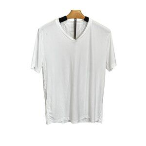 Ministry Of Supply Mens White V-Neck T-Shirt Large Polyester